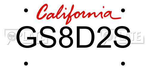 GS8D2S California License Plate