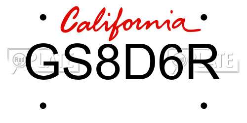 GS8D6R California License Plate