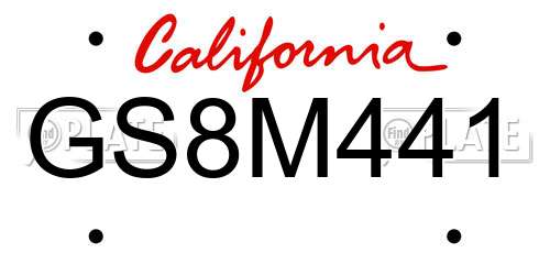 GS8M441 California License Plate