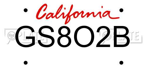 GS8O2B California License Plate