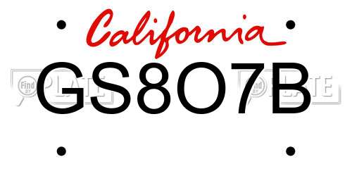 GS8O7B California License Plate
