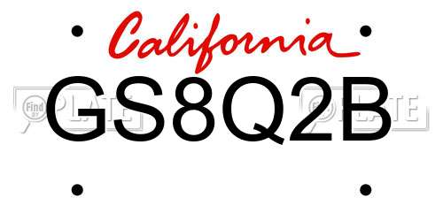 GS8Q2B California License Plate