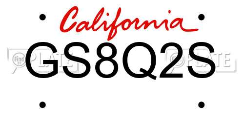 GS8Q2S California License Plate