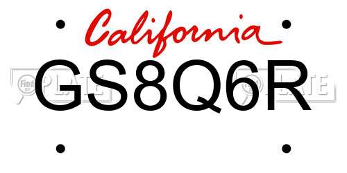GS8Q6R California License Plate