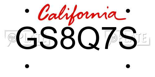 GS8Q7S California License Plate