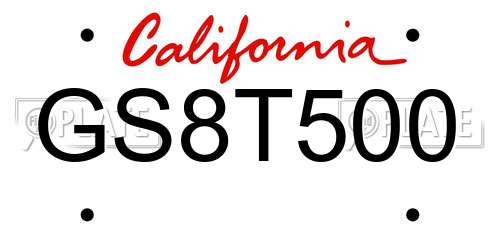 GS8T500 California License Plate