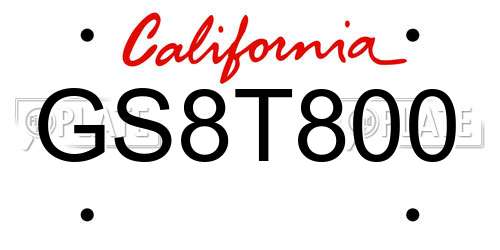 GS8T800 California License Plate