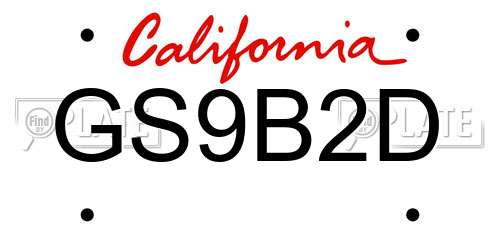 GS9B2D California License Plate