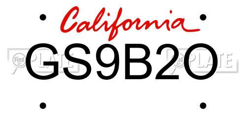 GS9B2O California License Plate