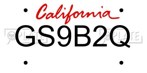 GS9B2Q California License Plate