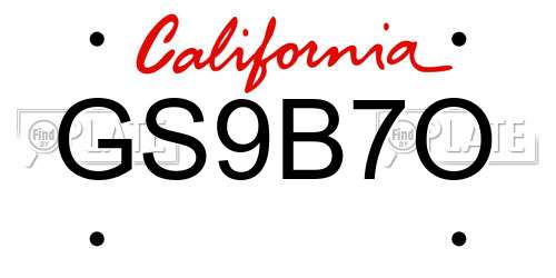GS9B7O California License Plate