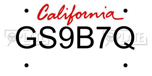 GS9B7Q California License Plate