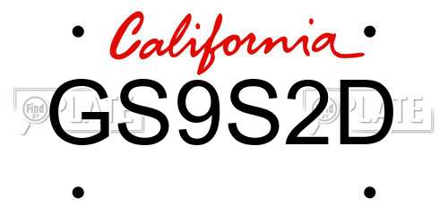 GS9S2D California License Plate