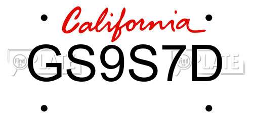 GS9S7D California License Plate