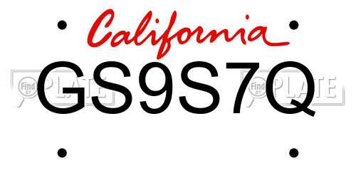 GS9S7Q California License Plate