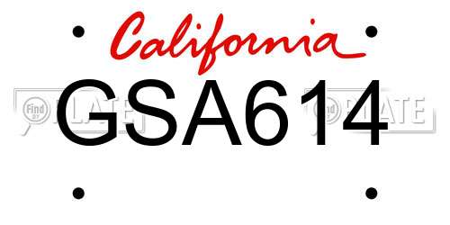 GSA614 California License Plate