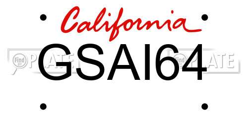 GSAI64 California License Plate