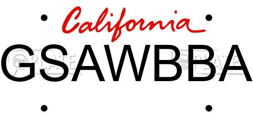 GSAWBBA California License Plate
