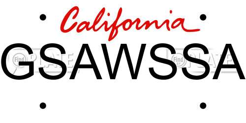 GSAWSSA California License Plate