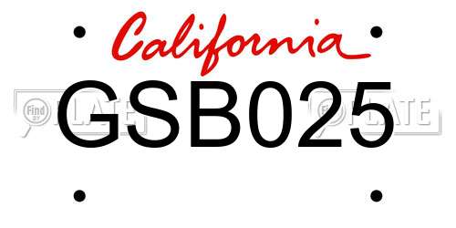 GSB025 California License Plate