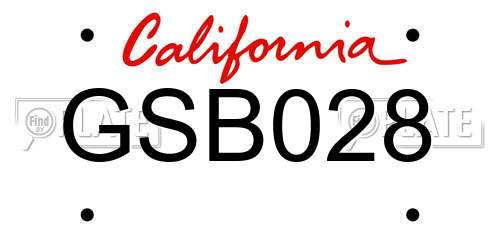 GSB028 California License Plate
