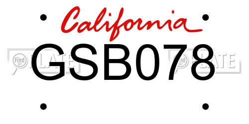 GSB078 California License Plate
