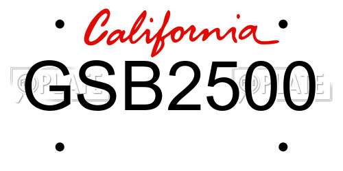 GSB2500 California License Plate