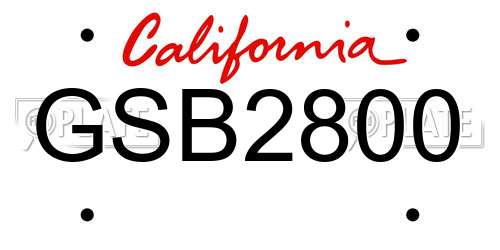 GSB2800 California License Plate