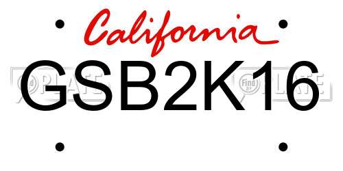 GSB2K16 California License Plate