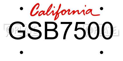 GSB7500 California License Plate