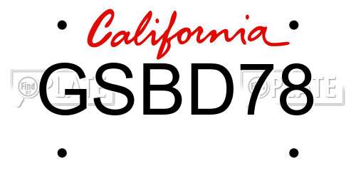 GSBD78 California License Plate