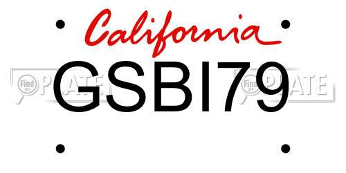 GSBI79 California License Plate