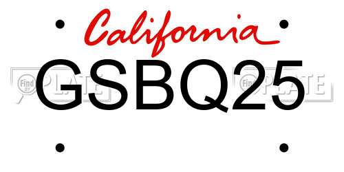 GSBQ25 California License Plate