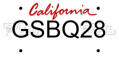 GSBQ28 California License Plate