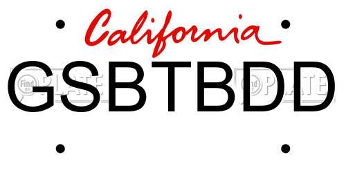 GSBTBDD California License Plate