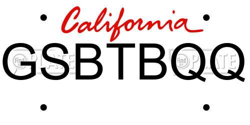GSBTBQQ California License Plate