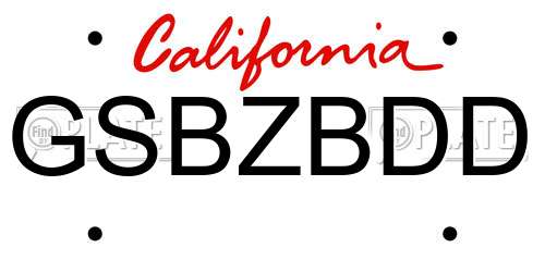 GSBZBDD California License Plate