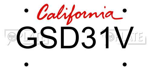 GSD31V California License Plate