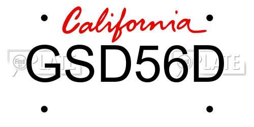 GSD56D California License Plate