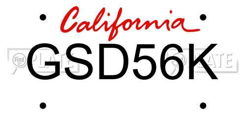 GSD56K California License Plate