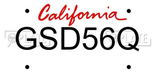 GSD56Q California License Plate