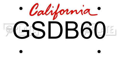 GSDB60 California License Plate