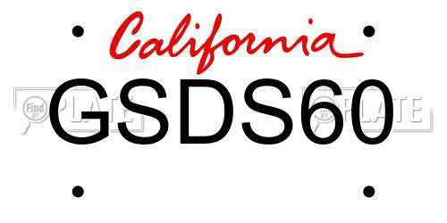 GSDS60 California License Plate
