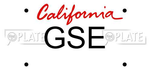 GSE California License Plate