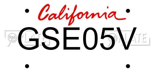 GSE05V California License Plate