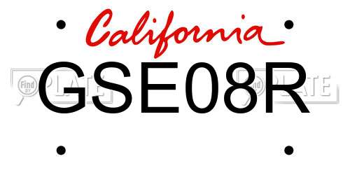 GSE08R California License Plate
