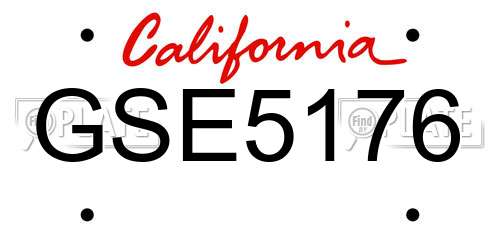 GSE5176 California License Plate