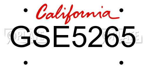 GSE5265 California License Plate