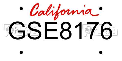 GSE8176 California License Plate