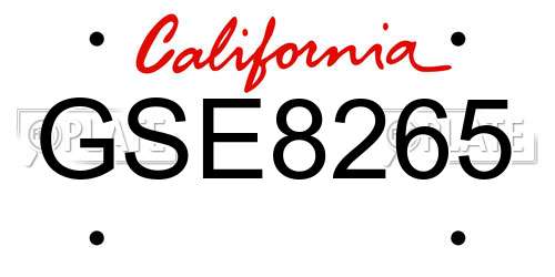 GSE8265 California License Plate